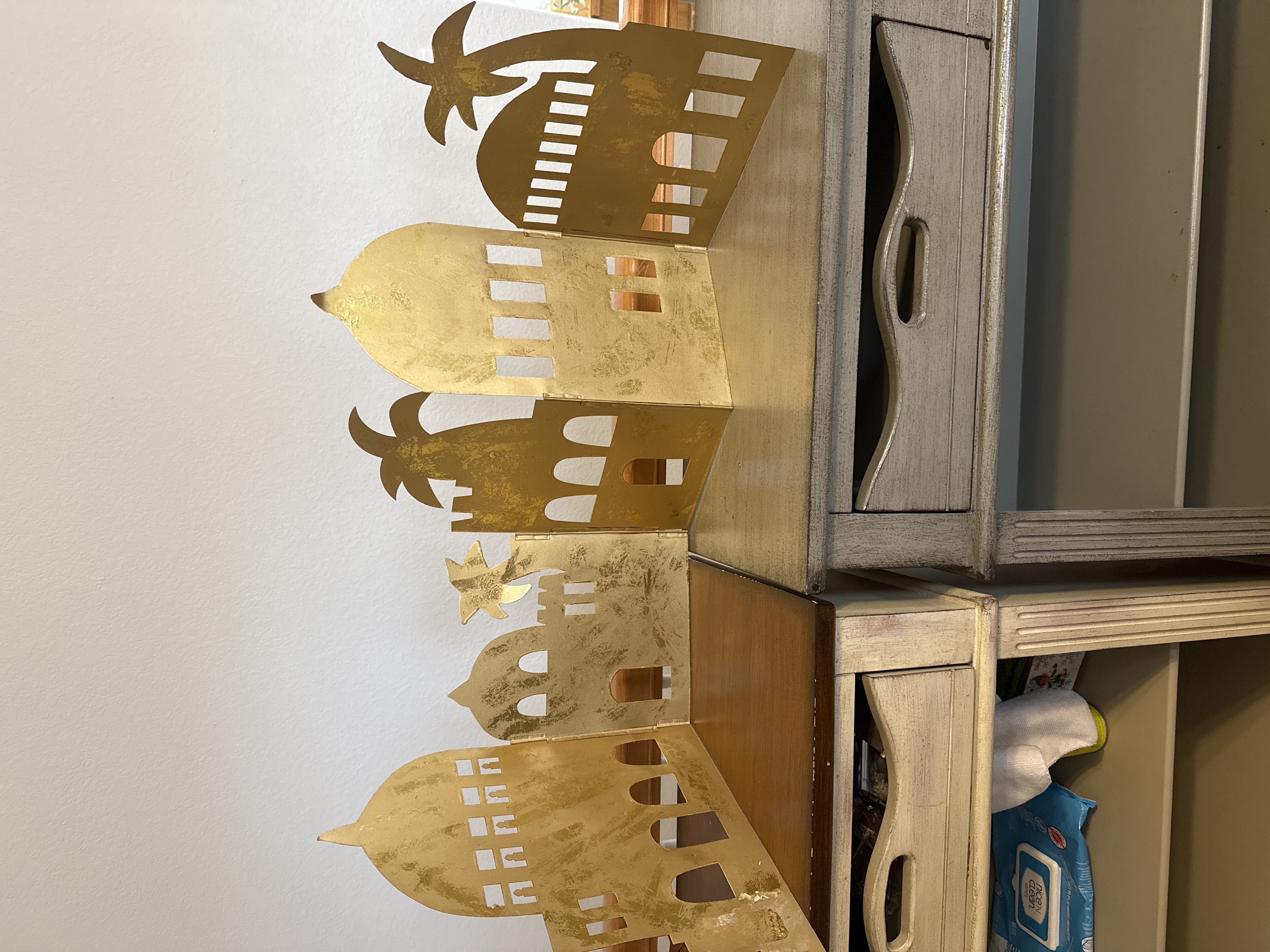 Metal Nativity Village Backdrop