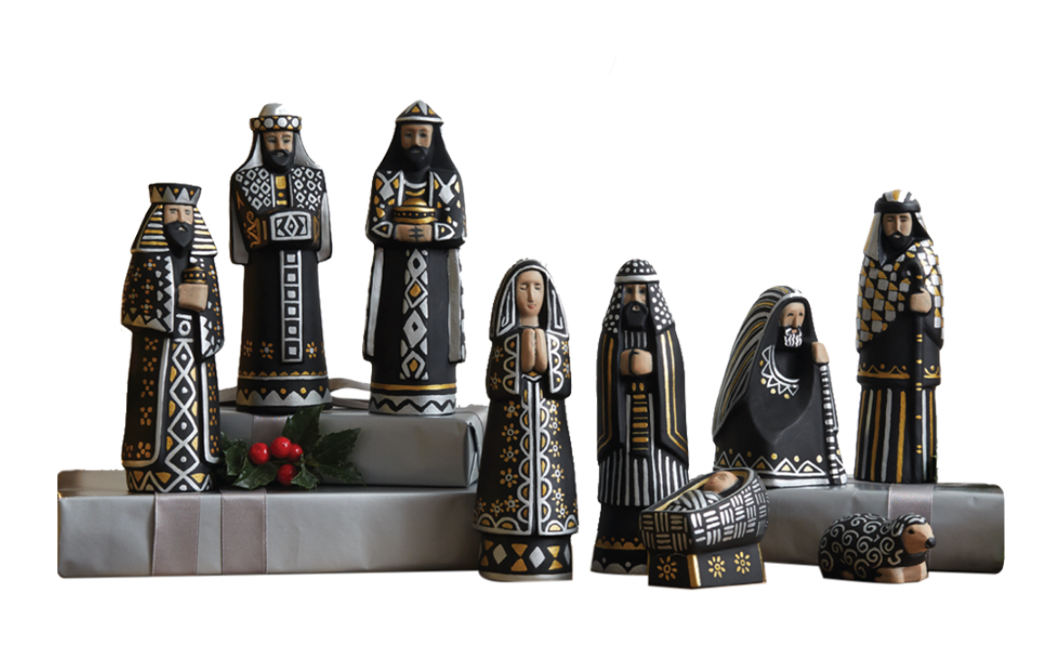 Hand painted nativity designed by Jorge Cocco